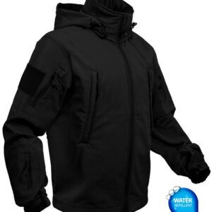Μπουφάν με κουκούλα SoftShell Pro Black 100%Water-Resisant