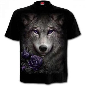 Tshirt Wolf Roses Black (3+1 ΔΩΡΟ)