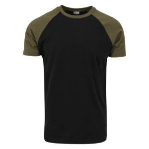 Tshirt Raglan Contrast Black-Olive