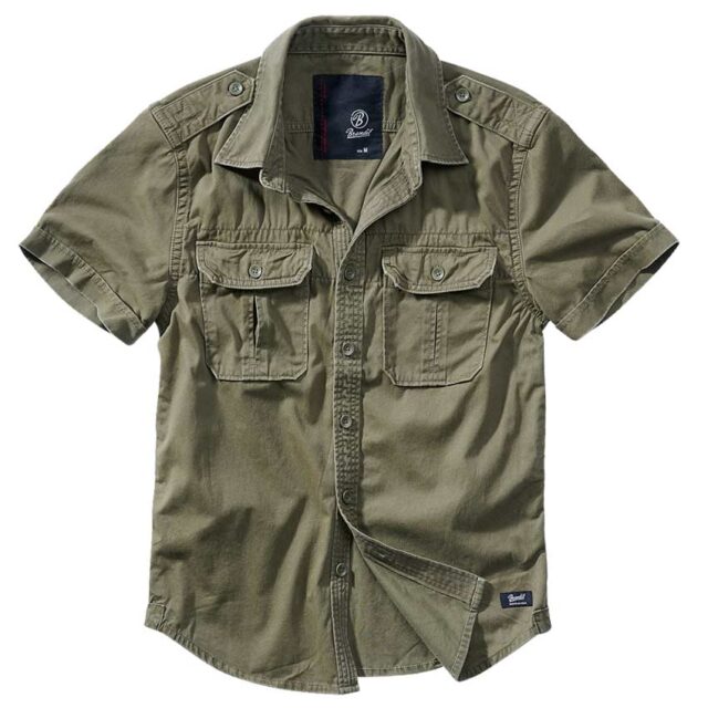 Vintage Denim Olive Πουκάμισο με κοντό μανίκι