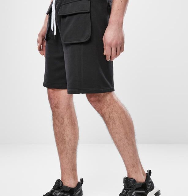 Terry Big Pocket Black Sweat Shorts