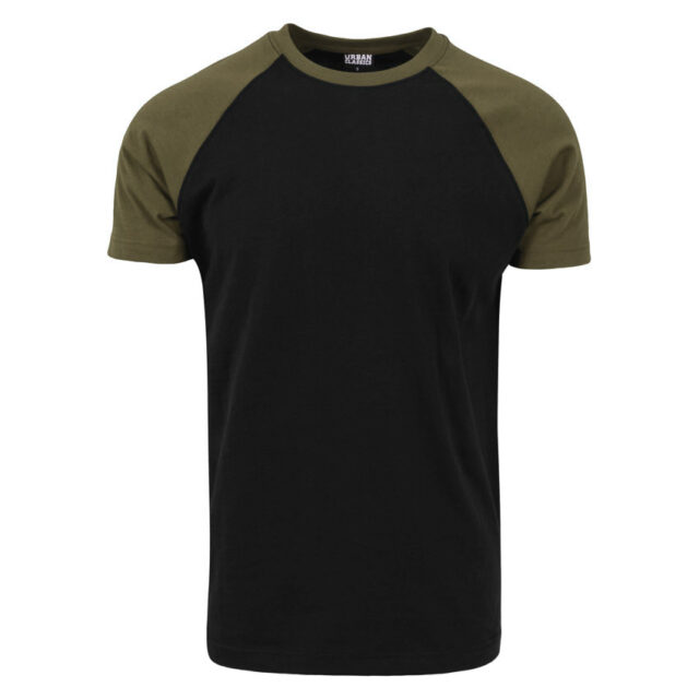 Tshirt Raglan Contrast Black-Olive