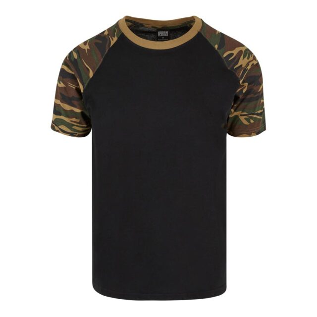 Tshirt Raglan Contrast Black-woodCamo