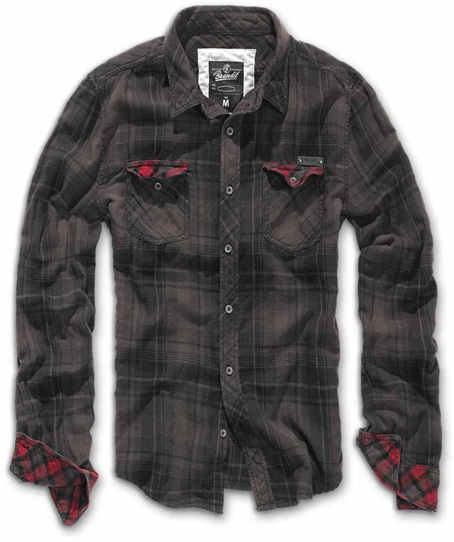 CHECKSHIRT DUNCAN BROWN-BLACK Πουκάμισο με μακρύ μανίκι