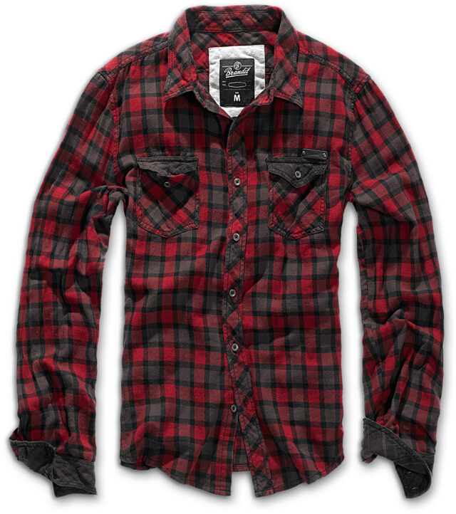 CHECKSHIRT DUNCAN RED-BROWN Πουκάμισο με μακρύ μανίκι