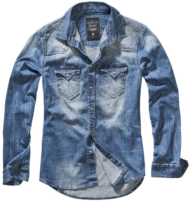 RILEY BLUE DENIM SHIRT  Πουκάμισο με μακρύ μανίκι