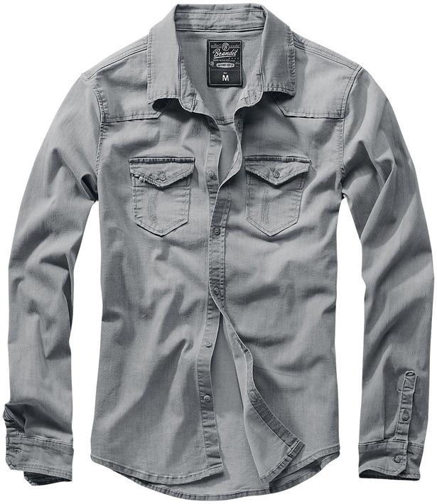 RILEY GREY DENIM SHIRT Πουκάμισο με μακρύ μανίκι