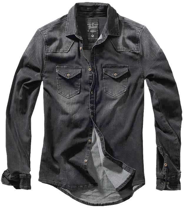 RILEY BLACK DENIM SHIRT Πουκάμισο με μακρύ μανίκι
