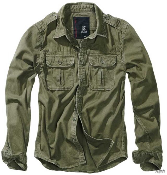 VINTAGE DENIM SHIRT OLIVE Πουκάμισο με μακρύ μανίκι