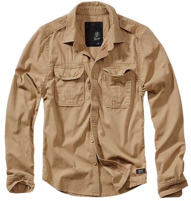 VINTAGE DENIM SHIRT CAMEL Πουκάμισο με μακρύ μανίκι