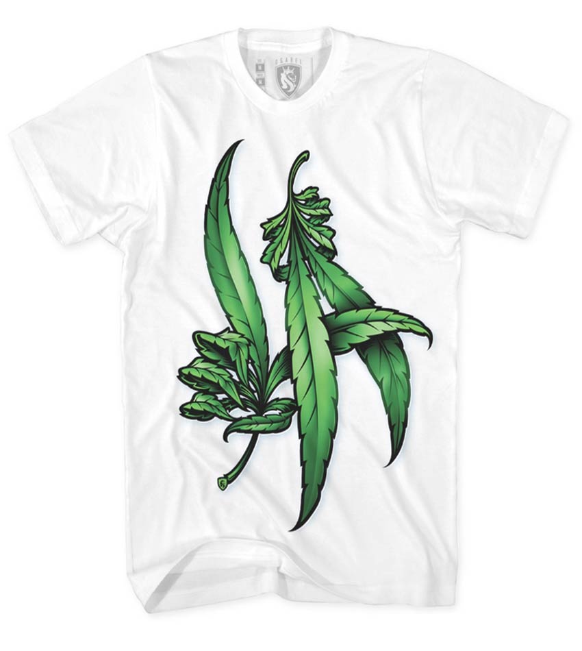 Tshirt LA Weed Hands Green tones White