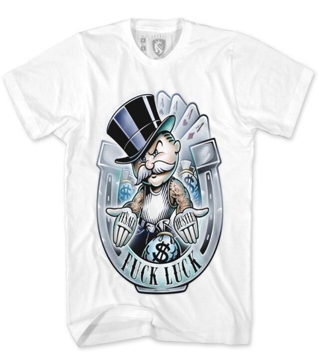 Tshirt Monopoly Hustle 22K F Luck White