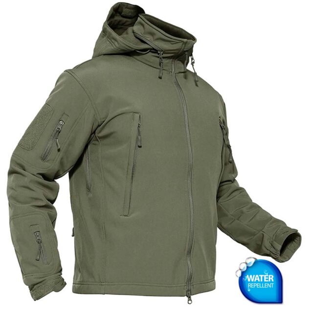 Μπουφάν με κουκούλα SoftShell Pro Olive 100%Water-Resisant