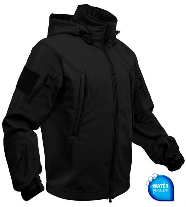 Μπουφάν με κουκούλα SoftShell Pro Black 100%Water-Resisant